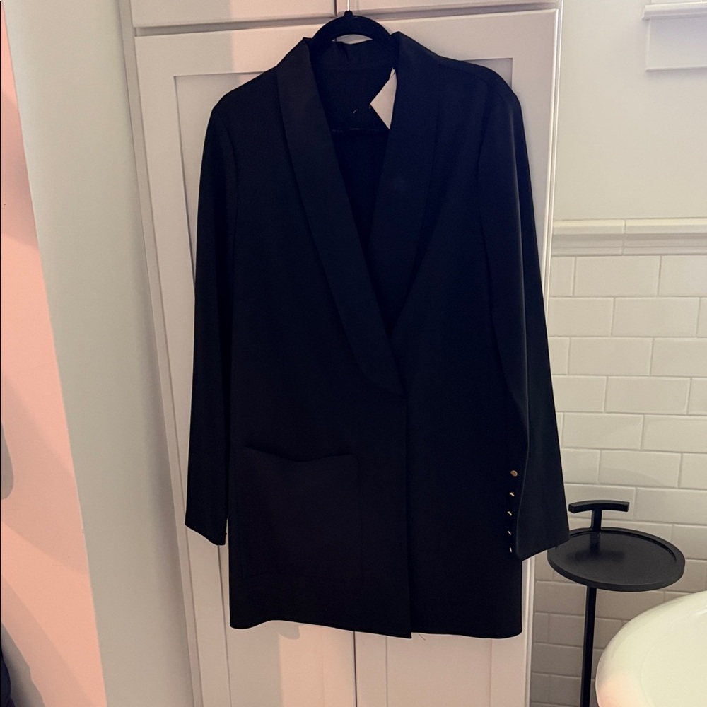 Tibi Black Longline Tuxedo Dress